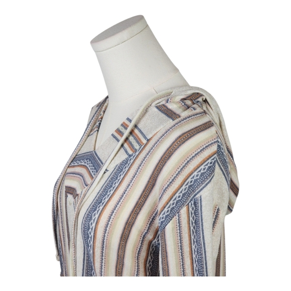 Wallflower Baja Hoodie Pullover M Boho Southwestern Striped Kangaroo Pocket Top - Picture 2 of 7